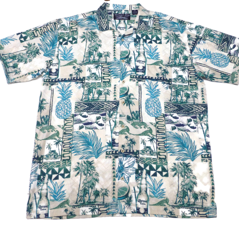 Corona Hawaiian Aloha Pineapple Wave Camp Shirt